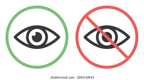 See and unseen icon. Vision and no vision symbol vector illustration.