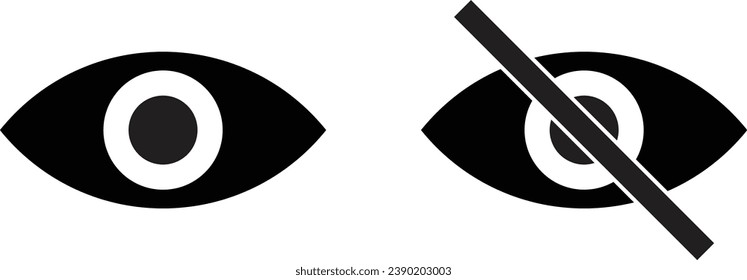 See and unseen symbol . Vision and invisible eye icons . Vector illustration
