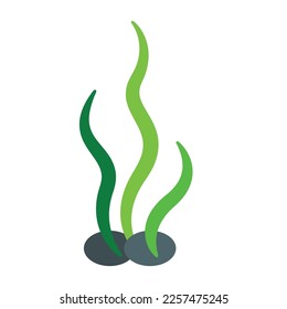 see weed algae flat vector illustration minimalist logo icon