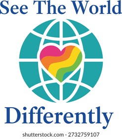 See The World Differently eye typography design vector illustration for autism awareness and neurodiversity perspective on transparent background.