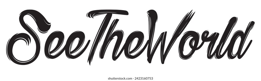 see the world text on white background.