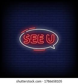 See You Neon Signs Style Text Vector