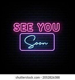 See you son neon signs vector. Design template neon sign