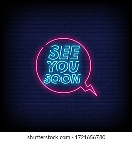 See You Soon Neon Signs Style Text Vector