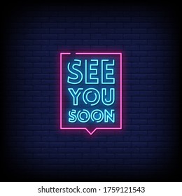 See You Soon  Neon Signs Style Text vector svg