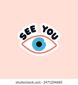 see you text sticker tshirt vector illustration template design