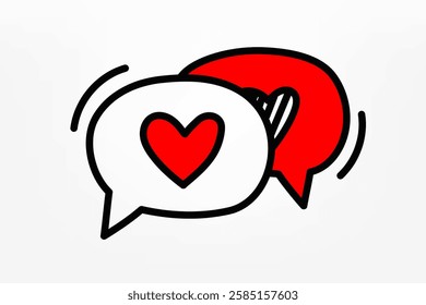 Seech clouds with hearts. Love concept. Vector doodle illustration