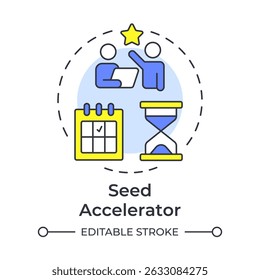 Seed accelerator multi color concept icon. Workflow organization. Work efficiency. Round shape line illustration. Abstract idea. Graphic design. Easy to use in infographic, brochure