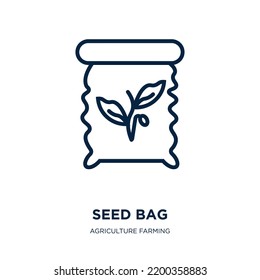 seed bag icon from agriculture farming and gardening collection. Thin linear seed bag, natural, farm outline icon isolated on white background. Line vector seed bag sign, symbol for web and mobile