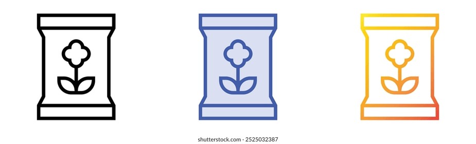 seed bag icon. Linear, Blue Fill and Gradient Style Design Isolated On White Background