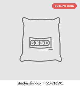 Seed Bag Icon Vector Outline On Gray Background