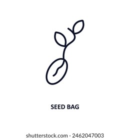 Umrisssymbol für Seedsack. Dünne Linie Ikone aus der Landwirtschaft und Gartenbau-Kollektion. Bearbeitbare Vektorgrafik auf weißem Hintergrund