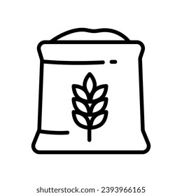 Icono vectorial del contorno de la bolsa de semillas. Icono de la línea de la bolsa de semillas, ilustración plana de elemento simple del concepto de agricultura. Aislado sobre fondo blanco. Gráficos vectoriales.