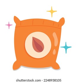 Seed bag sticker designed in flat style 