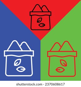 Seed Bag Vector Icon, Lineal style icon, from Agriculture icons collection, isolated on Red, Blue and Green Background.