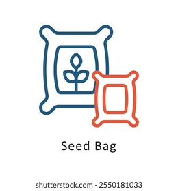 Seed Bag Vector Two Color Outline IconIcon. Eps 10 file