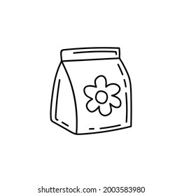 Seed box icon in flat black line style, isolated on white background 
