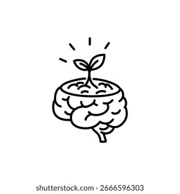 Seed in Brain Representing Growth Potential and New Ideas