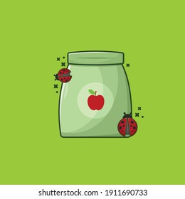 Seed with Bug Vector Illustration. Gardening Design Concept.
