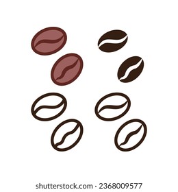 Seed of coffea plant. Espresso roast blend in coffee beverage for coffee or caffeine symbol. Coffe grain. Coffee bean icon vector illustration template. Design on white background. EPS 10