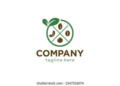 seed collection with circle leaf concept for logo template ready to use