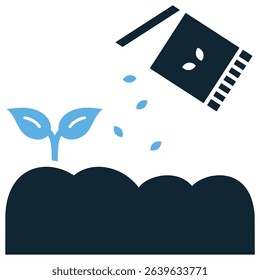 Seed cultivation icon vector for planting, growing, and germinating seeds. Ideal for agriculture, gardening, horticulture, and crop development themes.