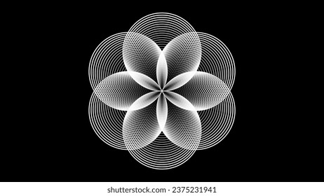 Seed Flower of Life Lotus Symbol. Mandala Sacred Geometry. Symbol of Harmony and Balance. Black and White Vector Illustration.