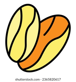 Vector de contorno de icono de semilla. Fecha de la comida. Color de la hoja natural plano