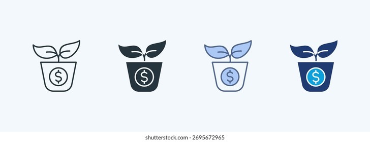Colección de íconos de estilo múltiple de financiación de semillas