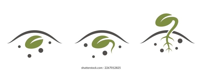 Samen-Keimsymbol-Set. Symbol für Getreideanbau, Anpflanzung und Landwirtschaft. isoliertes Vektorbild