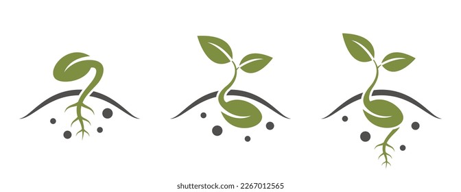 seed germination icon. sprouted seed, seedling and planting symbol. isolated vector image in simple style