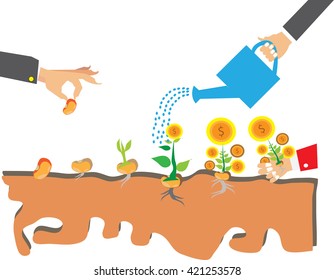 seed germination on soil, evolution concept