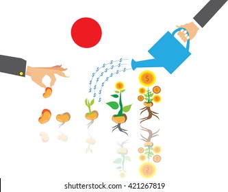 seed germination on soil, evolution concept