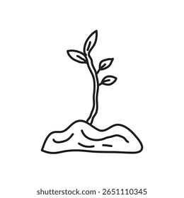 Icono de crecimiento de semillas, ilustración lineal negra simple de Vector para Web y App.. eps
