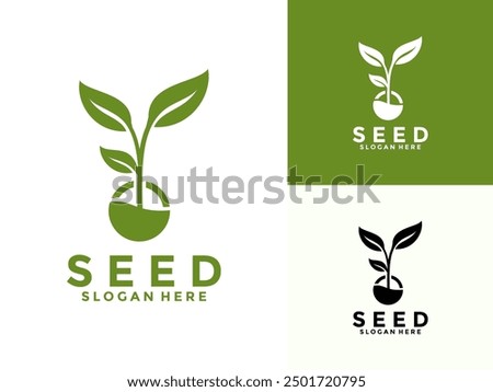 Seed Growth Logo Vector, Plant logo design for farming, agriculture, farm field, natural harvest, farmer association and more