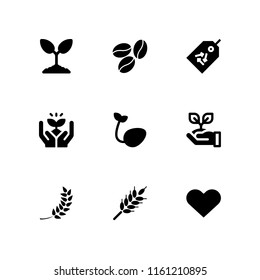 seed icon. 9 seed set with coffee, wheat, ecology and environment and sprout vector icons for web and mobile app