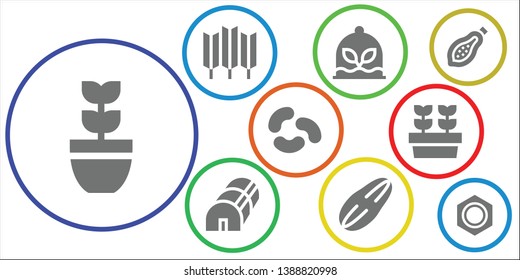 seed icon set. 9 filled seed icons.  Simple modern icons about  - Plant, Wheat, Greenhouse, Seed, Jelly beans, Plants, Papaya, Nut