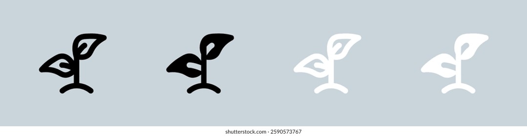Seed icon set in black and white. Eco signs vector illustration.