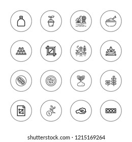Seed icon set. collection of 16 outline seed icons with beans, crop, greenhouse, garden, grows, farm, gardening, rice, plant, sack, plants icons.