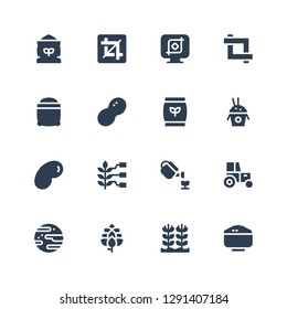 seed icon set. Collection of 16 filled seed icons included Rice, Hop, Jawbreaker, Tractor, Gardening, Wheat, Jelly beans, Fertilizer, Peanut, Seeds, Crop, Flour