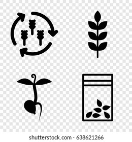 Seed icons set. set of 4 seed filled icons such as wheat, harvest, seed bag