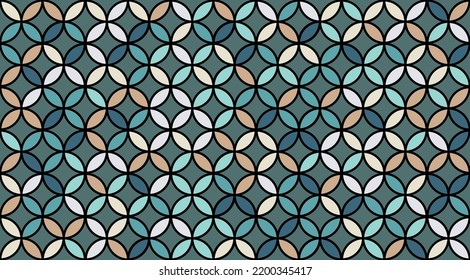 Seed of Life Seamless Vector Design. Geometric Flower of Life Mandala Circles. Yoga, Healthcare, Fitness Suit Textile Texture. Sacred Geometry Design. Vintage Trendy Print. Round Sacred Geometry Deco