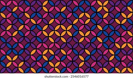 Seed of Life Seamless Vector Design. Geometric Flower of Life Mandala Circles. Sacred Geometry Design. Yoga, Healthcare, Fitness Suit Textile Texture. Vintage Trendy Print. Round Sacred Geometry Deco
