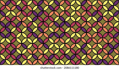 Patrón de vectores sin foco de semilla de vida. Flor geométrica de vida Círculos Mandala. Yoga, Salud, Fitness Suit Textura de tela. Diseño de Geometría Sagrada. Impresión de moda vintage. Deco de geometría sagrada redonda