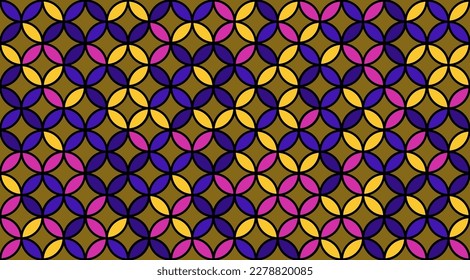 Seed of Life Seamless Vector Pattern. Geometric Flower of Life Mandala Circles. Sacred Geometry Design. Yoga, Healthcare, Fitness Suit Fabric Design. Vintage Trendy Print. Round Sacred Geometry Deco