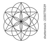 Seed of Life, seven overlapping circles, form the basic shape to create a hexagram (sexagram), an ancient geometric figure and Sacred Geometry, used as Star of David, or in the Heart Chakra symbol.
