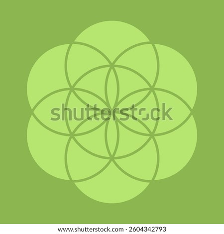 Seed of life shape green shape. Vector illustration