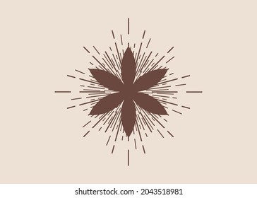 Símbolo de semilla de vida Geometría sagrada. Icono del logotipo de Boho. Loto místico geométrico de la flor esotérica de la vida de alquimia con rayos de luz. Plantilla de vector amuleto meditativo divino aislado 