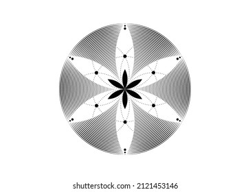 Seed of life symbol Sacred Geometry. Logo icon  Geometric mystic mandala of alchemy esoteric Flower of Life. Vector black tattoo divine meditative amulet isolated on white background