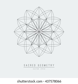 Seed of life - tube torus. Flower of Life. Sacred Geometry. Symbol of Harmony and Balance. Vector Illustration.Hypnotic Eye basic element.